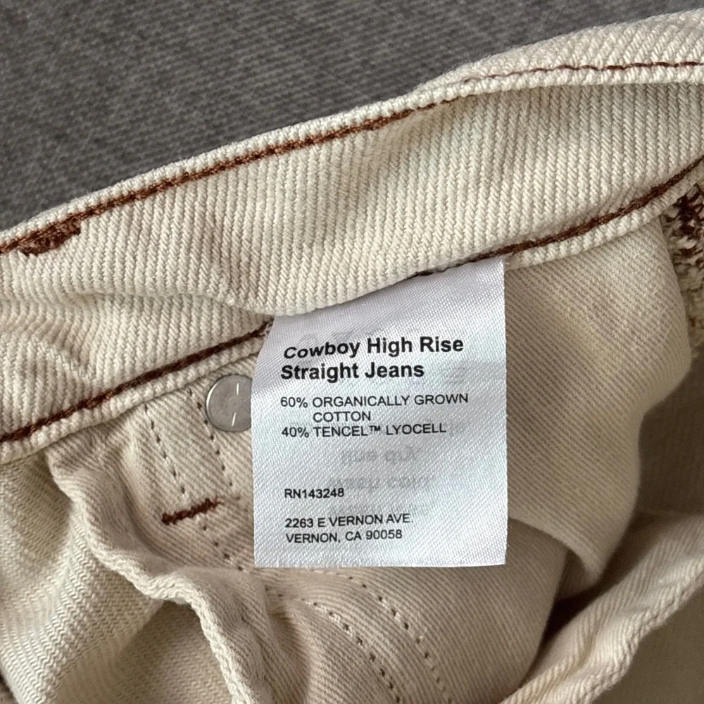 Reformation Cowboy High Rise Straight Jeans in Cream Color, Size 26